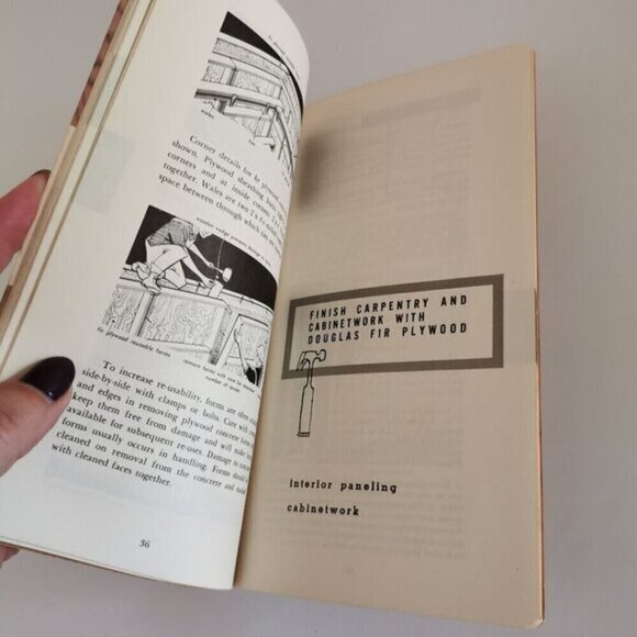 1950s Carpenter Fir Plywood Handbook COVER DAMAGE MidCentury Illustrated Vintage - Picture 10 of 10